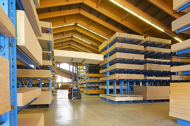 cantilever racking for the storage of chipboards