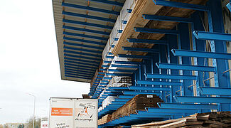 cantilever racking with roof for timber storage